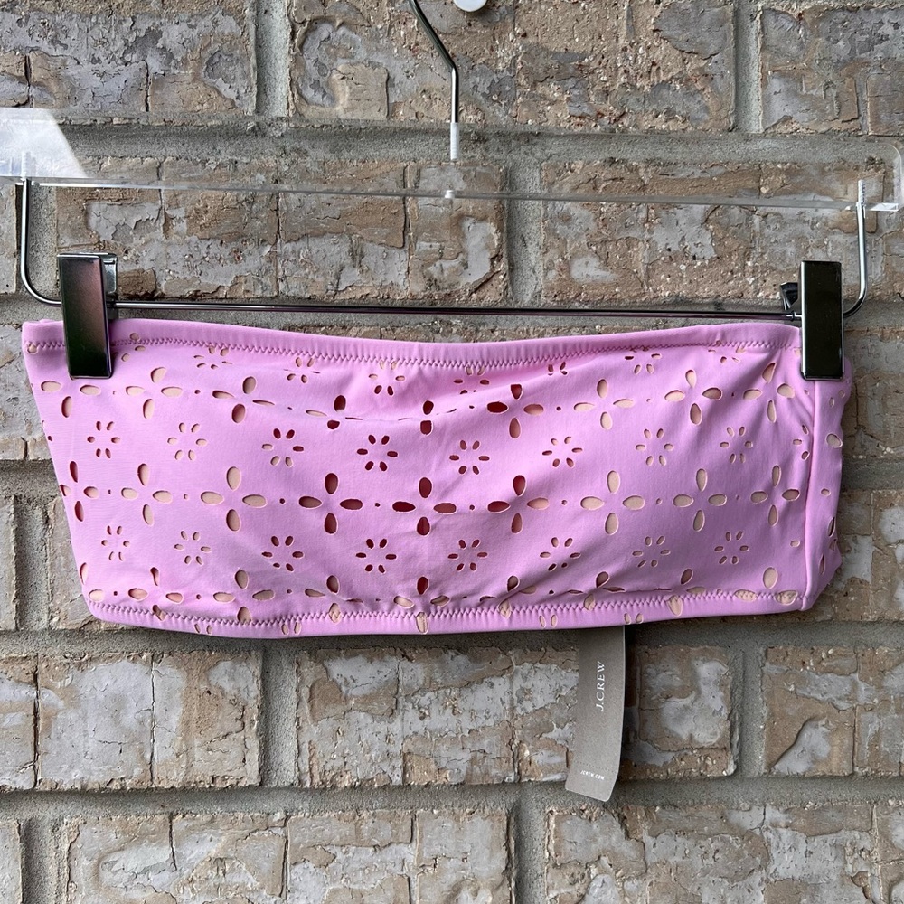 J.Crew Straight Bandeau Bikini Top in Laser-Cut Eyelet